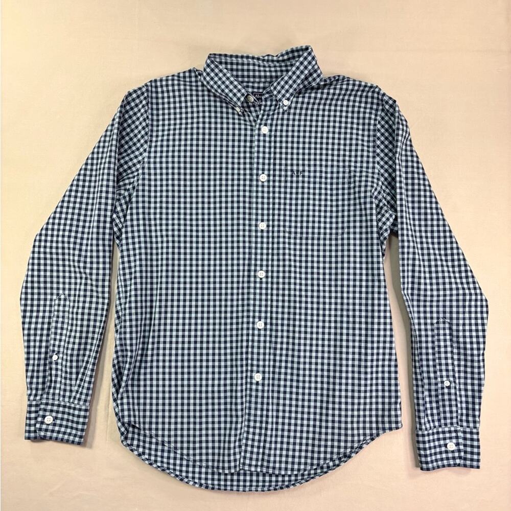 Abercrombie & Fitch Men’s Navy Checkered Button Down Shirt Size Medium